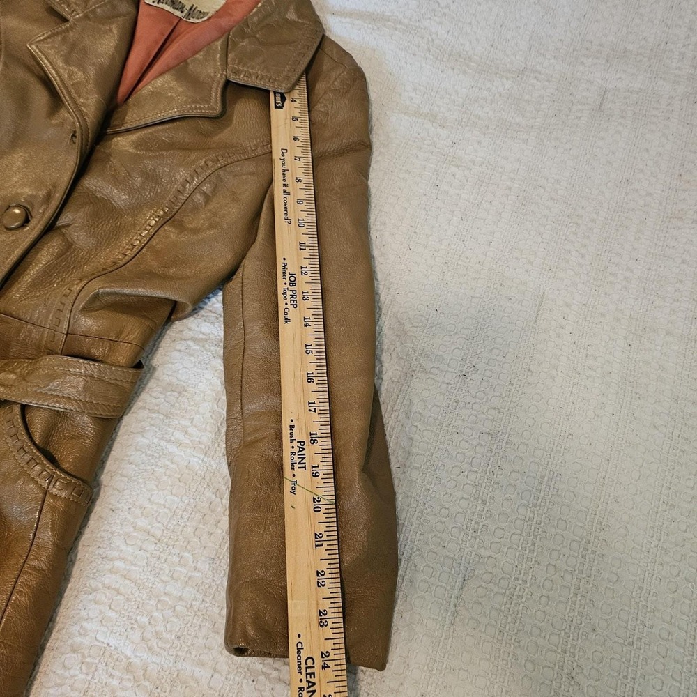 Vintage Neiman Marcus Leather Trench Coat Womens Medium Brown Belted‎ Lined - Picture 10 of 14